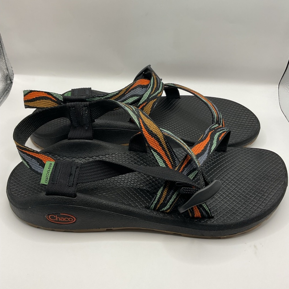 Chaco Z/Cloud Black Sandles Colorful Gush Rust Orange/Tan/Blue, Size W 10 - Picture 5 of 9